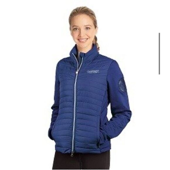 Equestrian Ovation Darlene Light Puffer Jacket Size L Ice Blue Rhinestone NWT - Picture 1 of 16